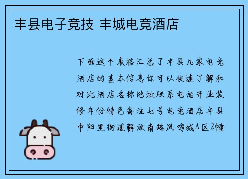 丰县电子竞技 丰城电竞酒店